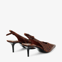 Jimmy Choo - Women's Snake Printed Leather Slingback Heels