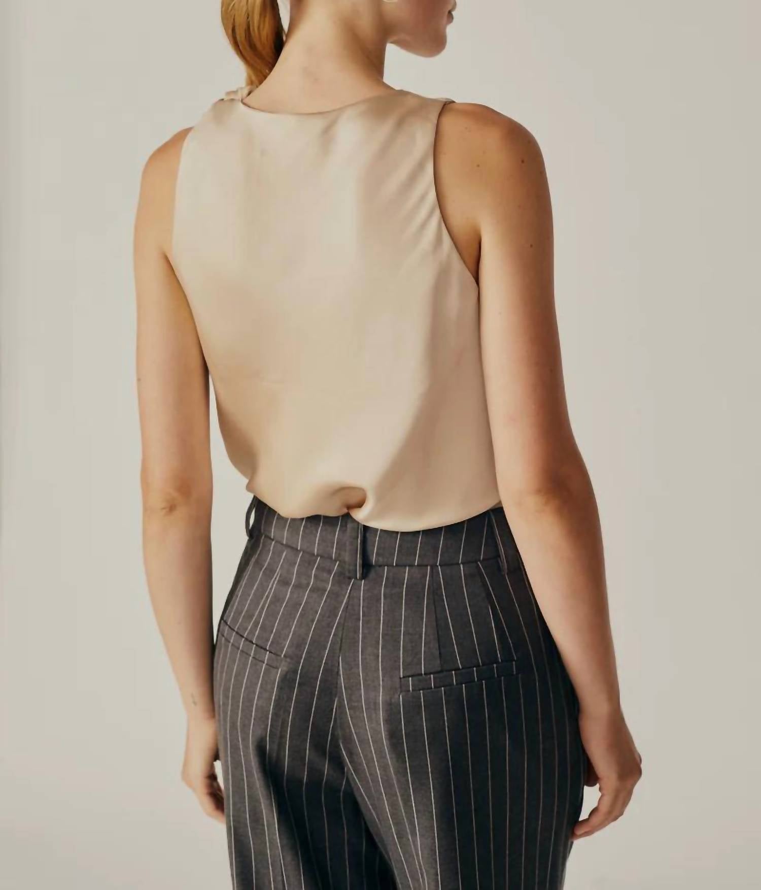 Deluc - Alchemilla Sleeveless Cowl Neck Top - beige - blouses - clothing