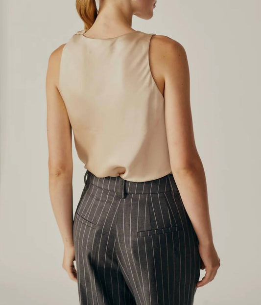 Deluc - Alchemilla Sleeveless Cowl Neck Top - beige - blouses - clothing