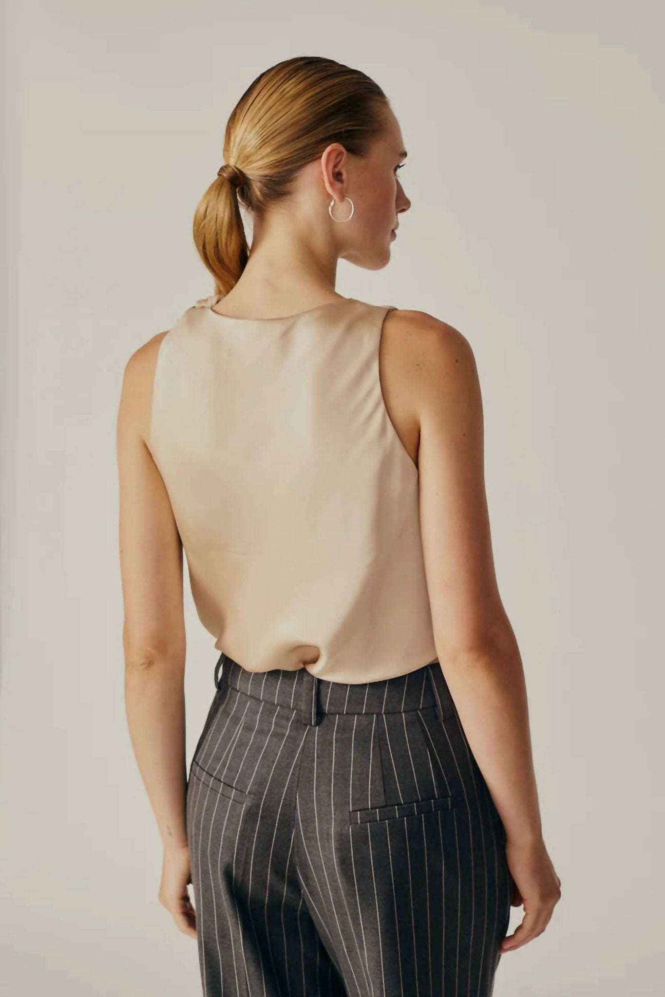 Deluc - Alchemilla Sleeveless Cowl Neck Top - beige - blouses - clothing