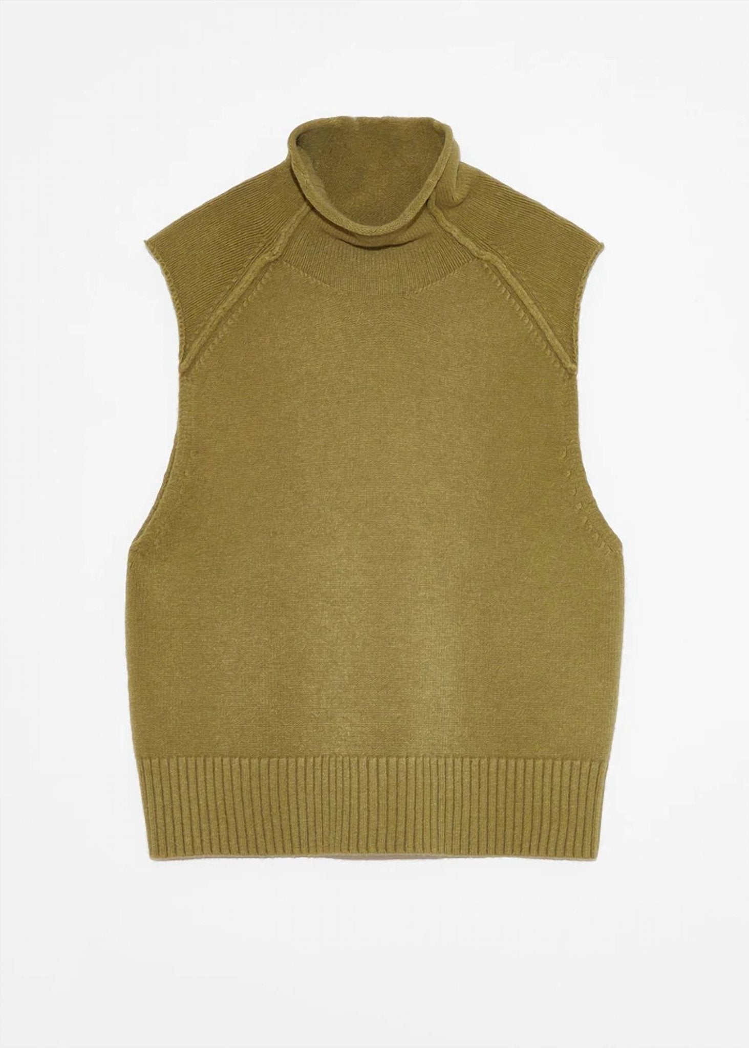 Deluc - Penstemon Knit Turtleneck Vest - clothing - cowl - green