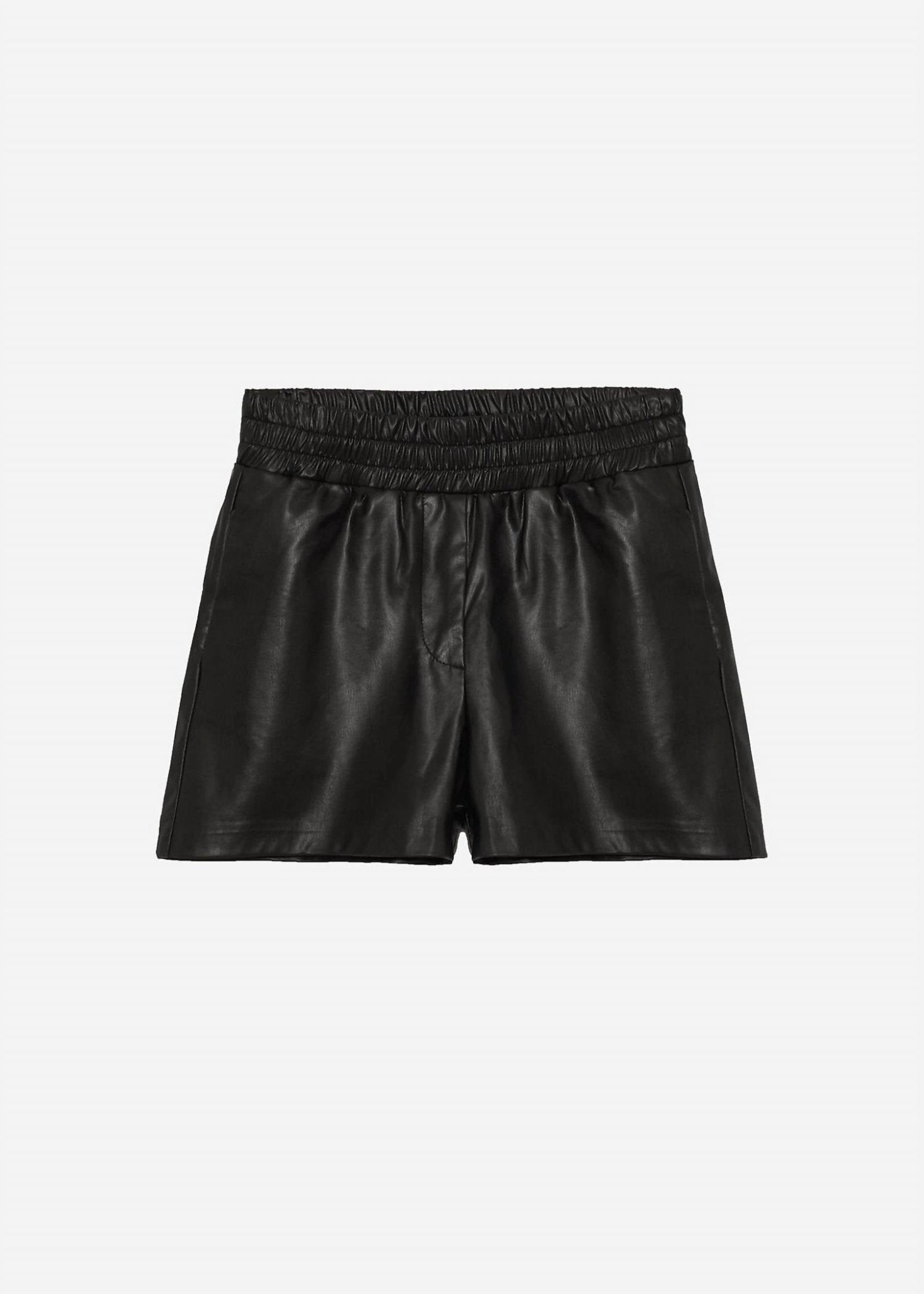 Deluc - Women's Blanchard Leather Shorts - black - clothing - high - waist