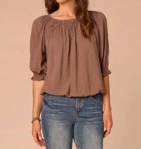 Democracy - Elbow Blouson Bubble Hem Top