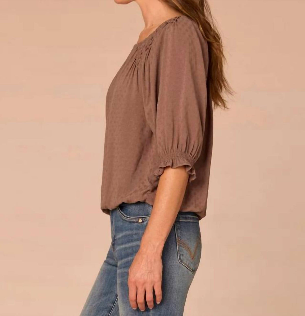 Democracy - Elbow Blouson Bubble Hem Top