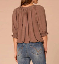 Democracy - Elbow Blouson Bubble Hem Top