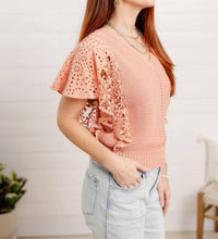 Democracy - Flutter Sleeve V-neck Short Sleeve Sweater