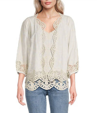 Democracy - Open Front Crochet Framing Crop Jacket - Plus