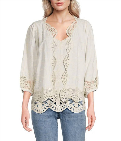 Democracy - Open Front Crochet Framing Crop Jacket - Plus