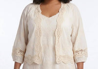 Democracy - Open Front Crochet Framing Crop Jacket - Plus
