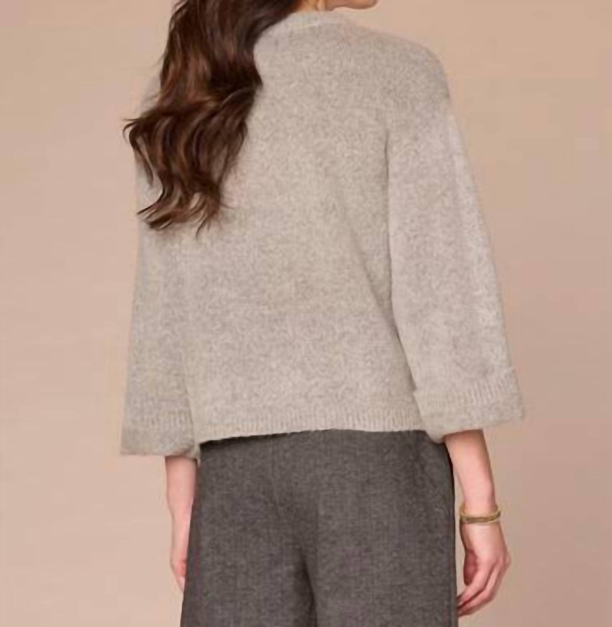 Democracy - Round Neck Floral Jacquard Plus Size Sweater