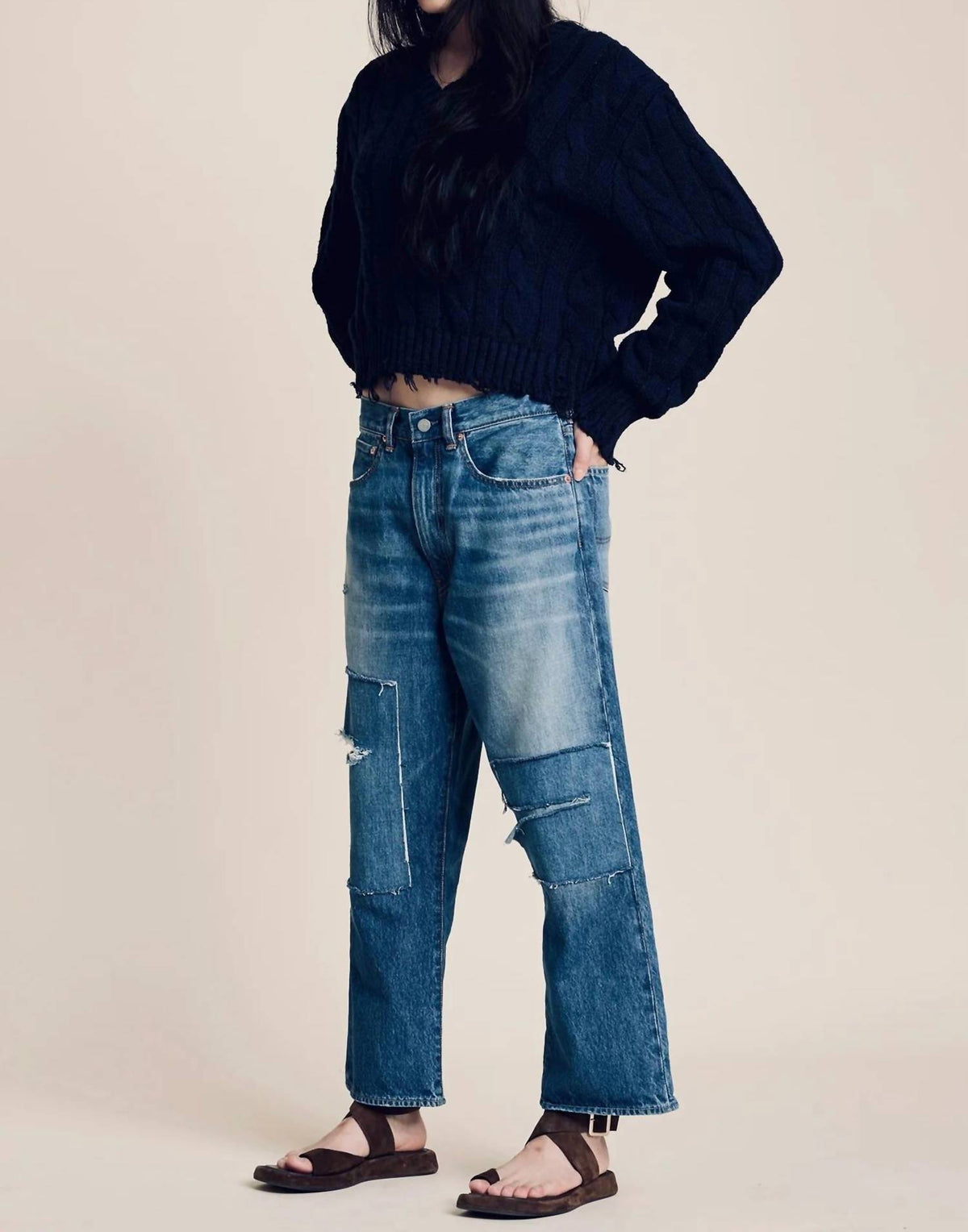 Denimist - V-neck Cable Sweater