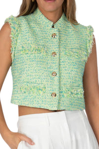 Derek Lam 10 Crosby - Loa Tweed Sleeveless Jacket - casual - jacket - clothing - cotton - blend
