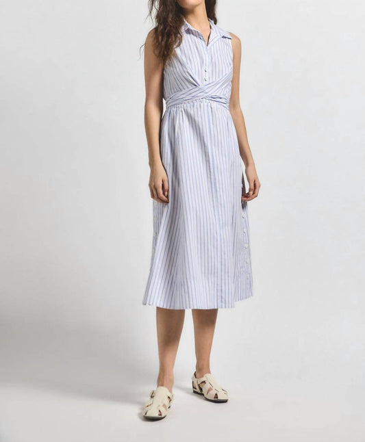 Derek Lam 10 Crosby - Shanaya Front Wrap Midi Dress - blue - clothing - cotton