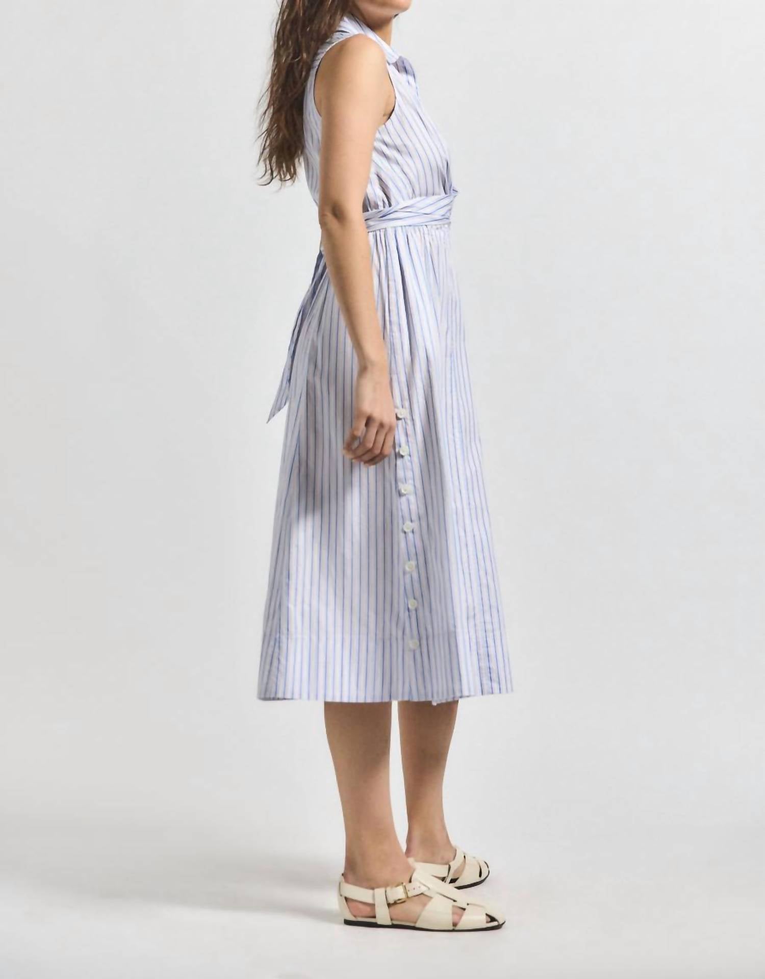 Derek Lam 10 Crosby - Shanaya Front Wrap Midi Dress - blue - clothing - cotton