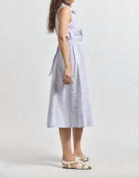 Derek Lam 10 Crosby - Shanaya Front Wrap Midi Dress - blue - clothing - cotton