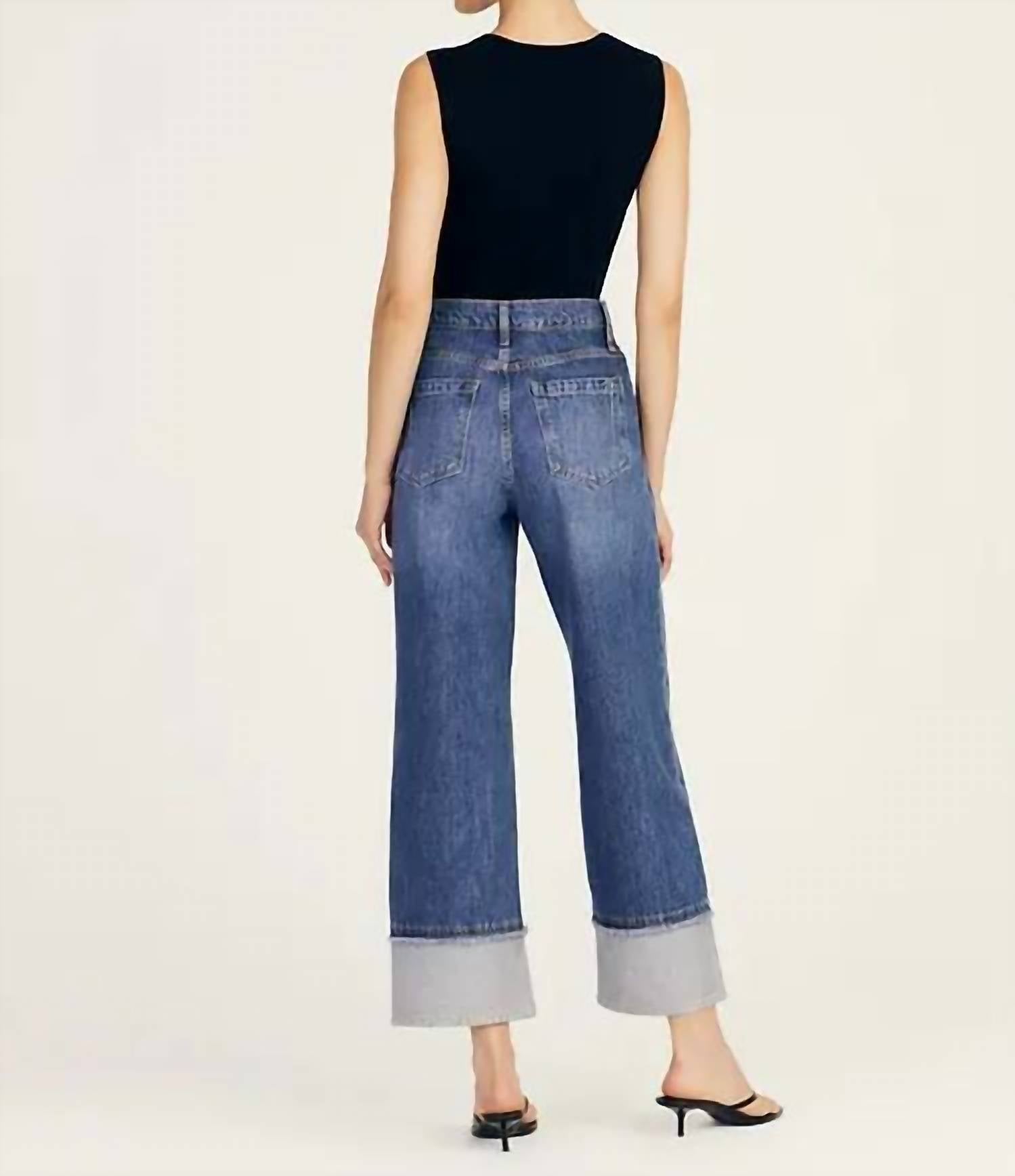 Derek Lam 10 Crosby - Simona Cuffed Straight Leg Jeans - blue - clothing - cotton