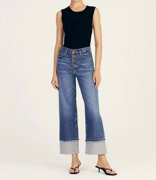 Derek Lam 10 Crosby - Simona Cuffed Straight Leg Jeans - blue - clothing - cotton