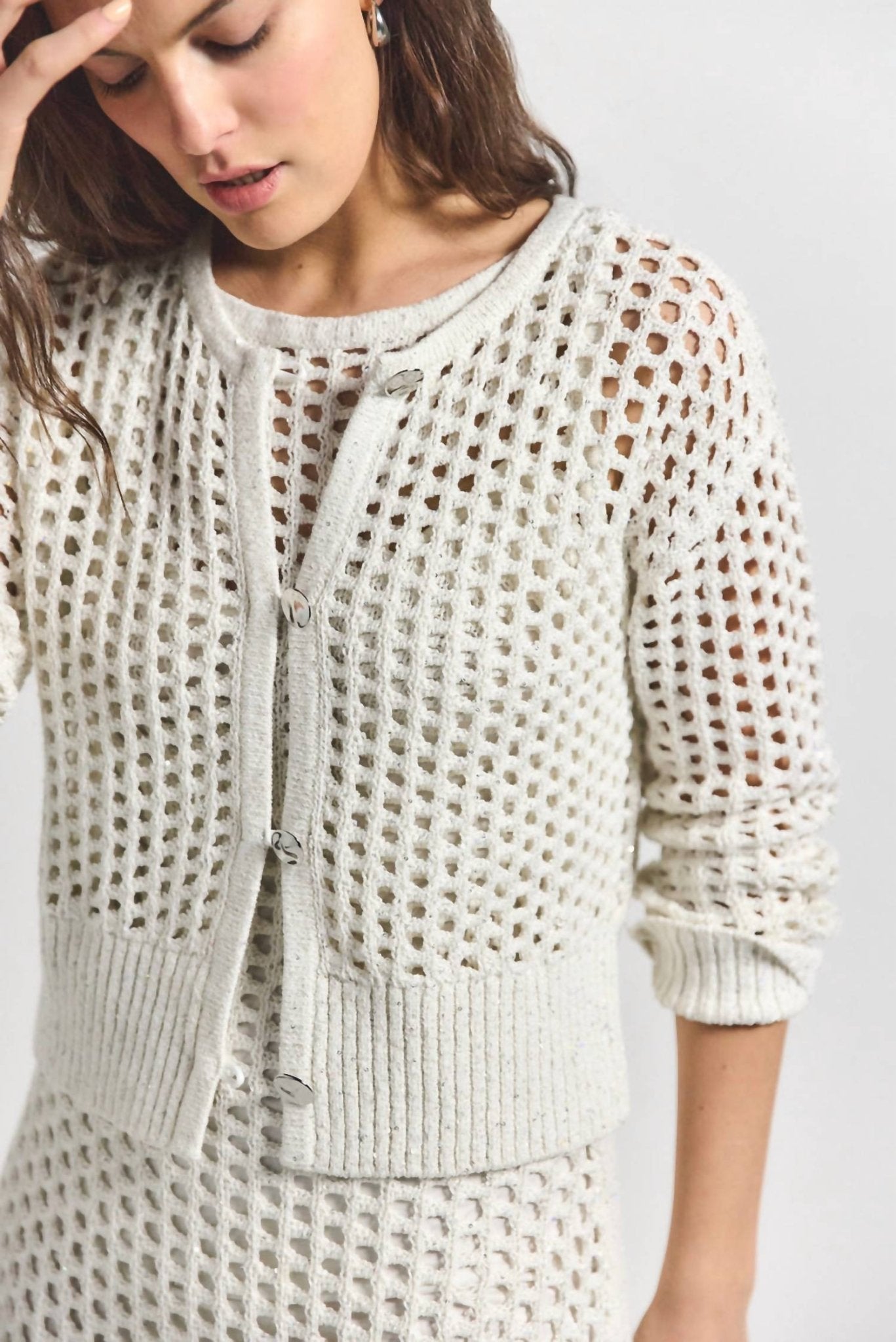 Derek Lam 10 Crosby - Syvie Crochet Sequin Cardigan - cardigans - clothing - polyester