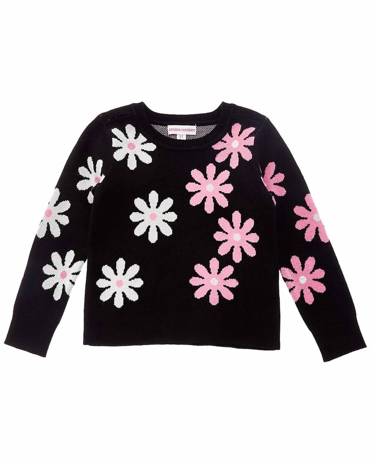 Design History - Kid's Floral Sweater - black - clothing - floral