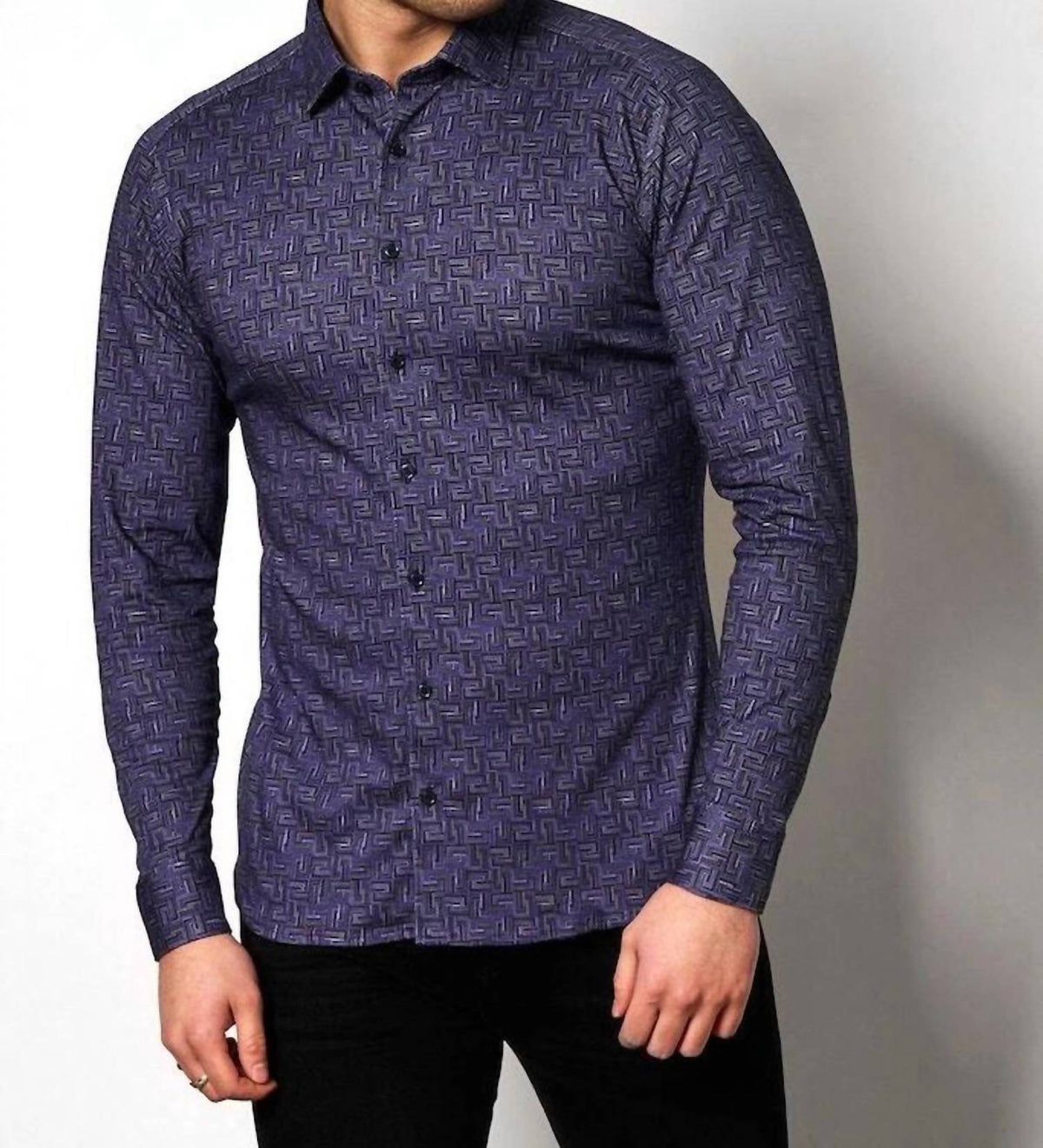 Desoto - Patterned Button Down Knit Shirt