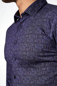 Desoto - Patterned Button Down Knit Shirt
