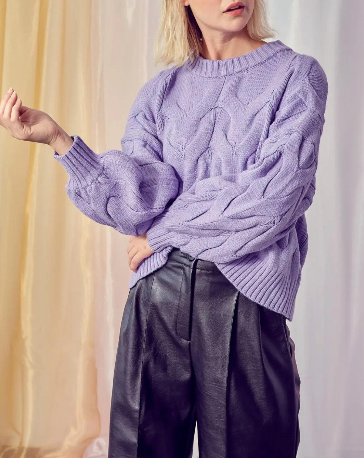 WIDE CANDY CABLE-KNIT SWEATER