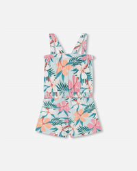 Deux Par Deux - Hibiscus Printed Crinkle Jumpsuit