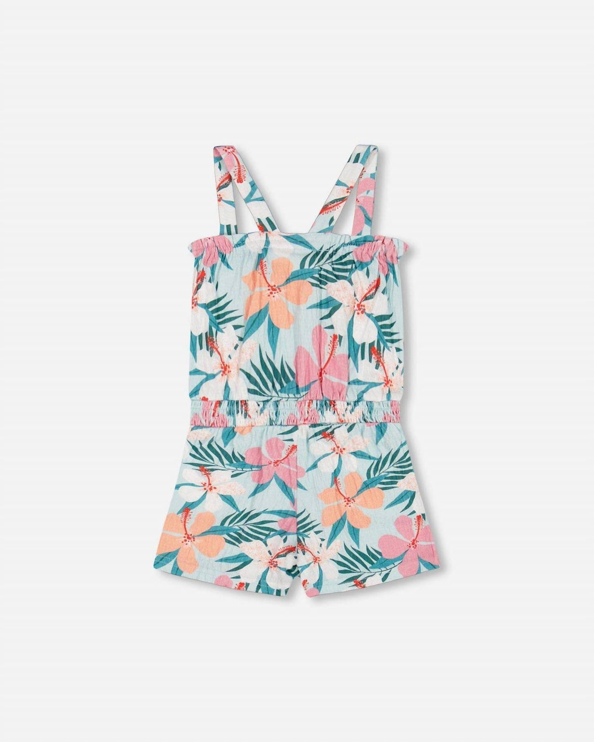 Deux Par Deux - Hibiscus Printed Crinkle Jumpsuit