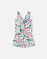 Deux Par Deux - Hibiscus Printed Crinkle Jumpsuit