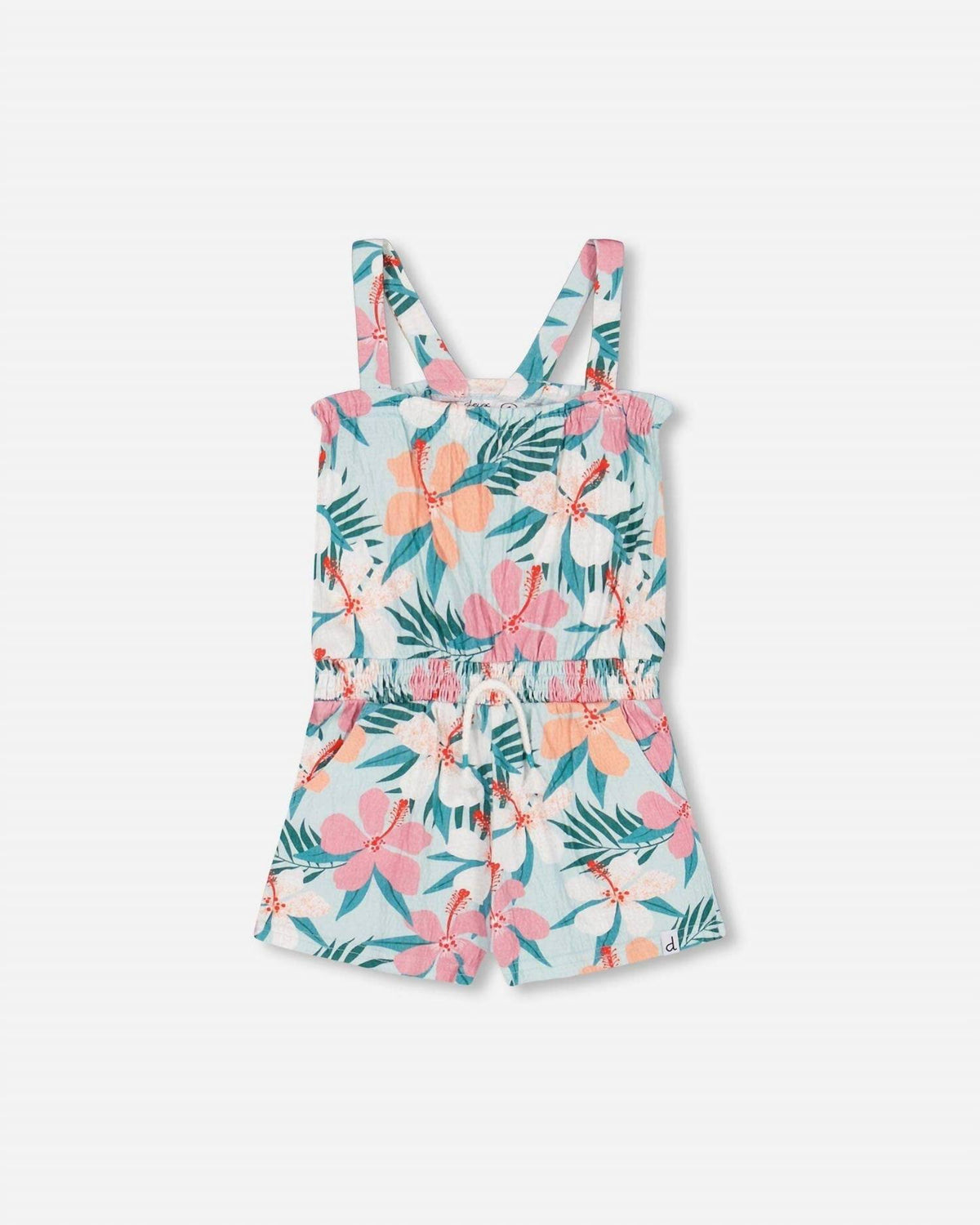 Deux Par Deux - Hibiscus Printed Crinkle Jumpsuit