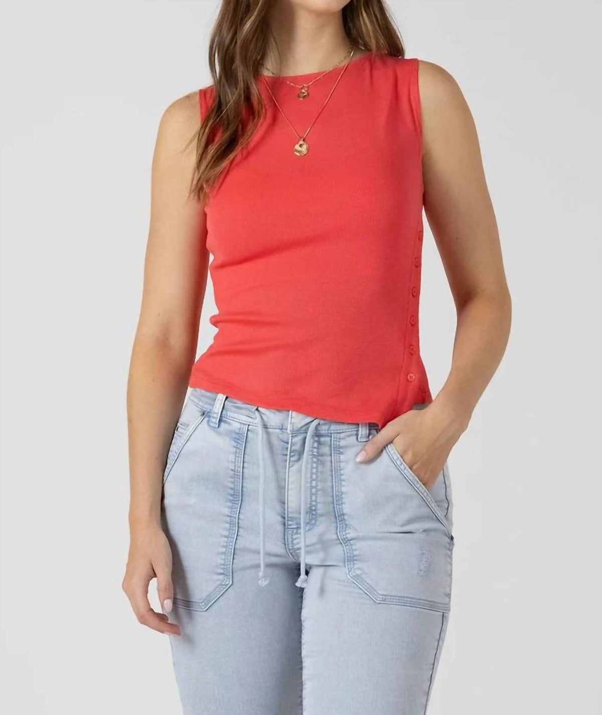 Dex - Asymmetrical Button Detail Tank Top
