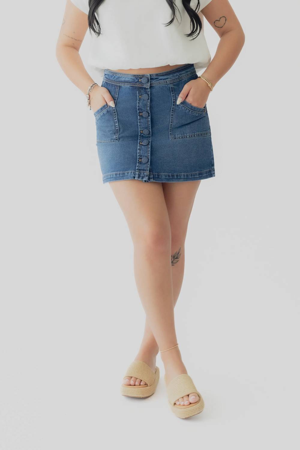 Dex - Button Front Mini Skirt