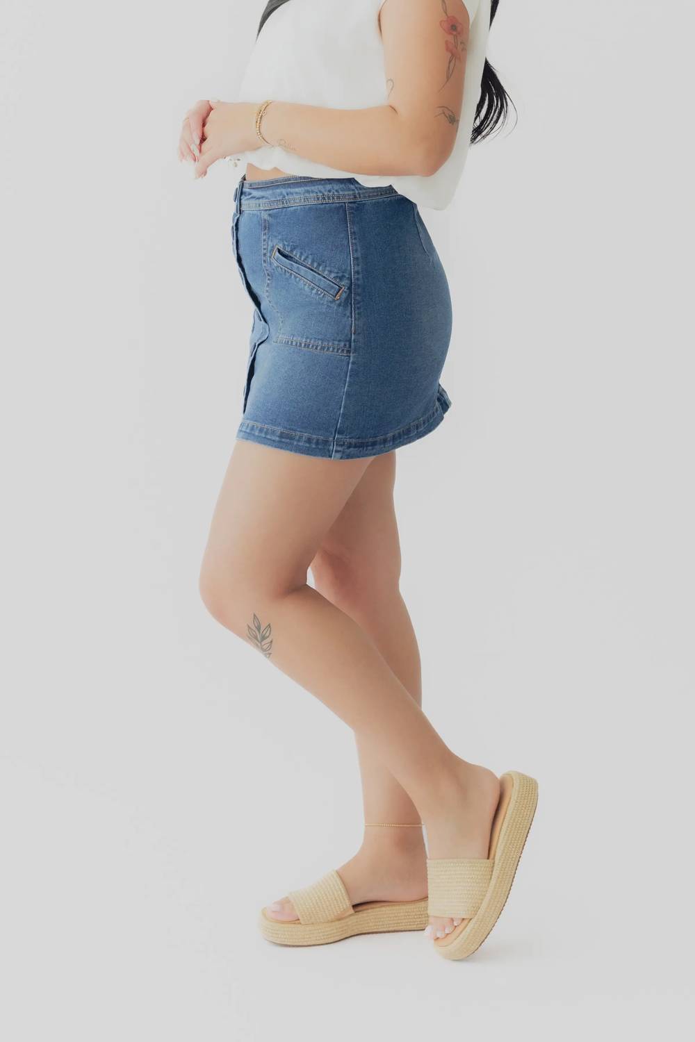 Dex - Button Front Mini Skirt