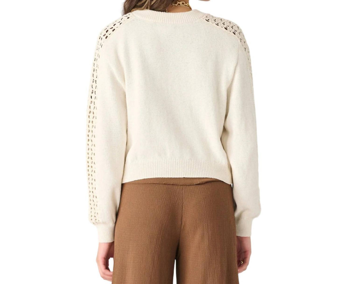 Dex - CROCHET SLEEVE BOMBER SWEATER