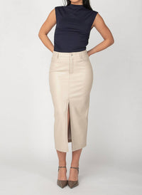 Dex - Faux Leather Midi Skirt