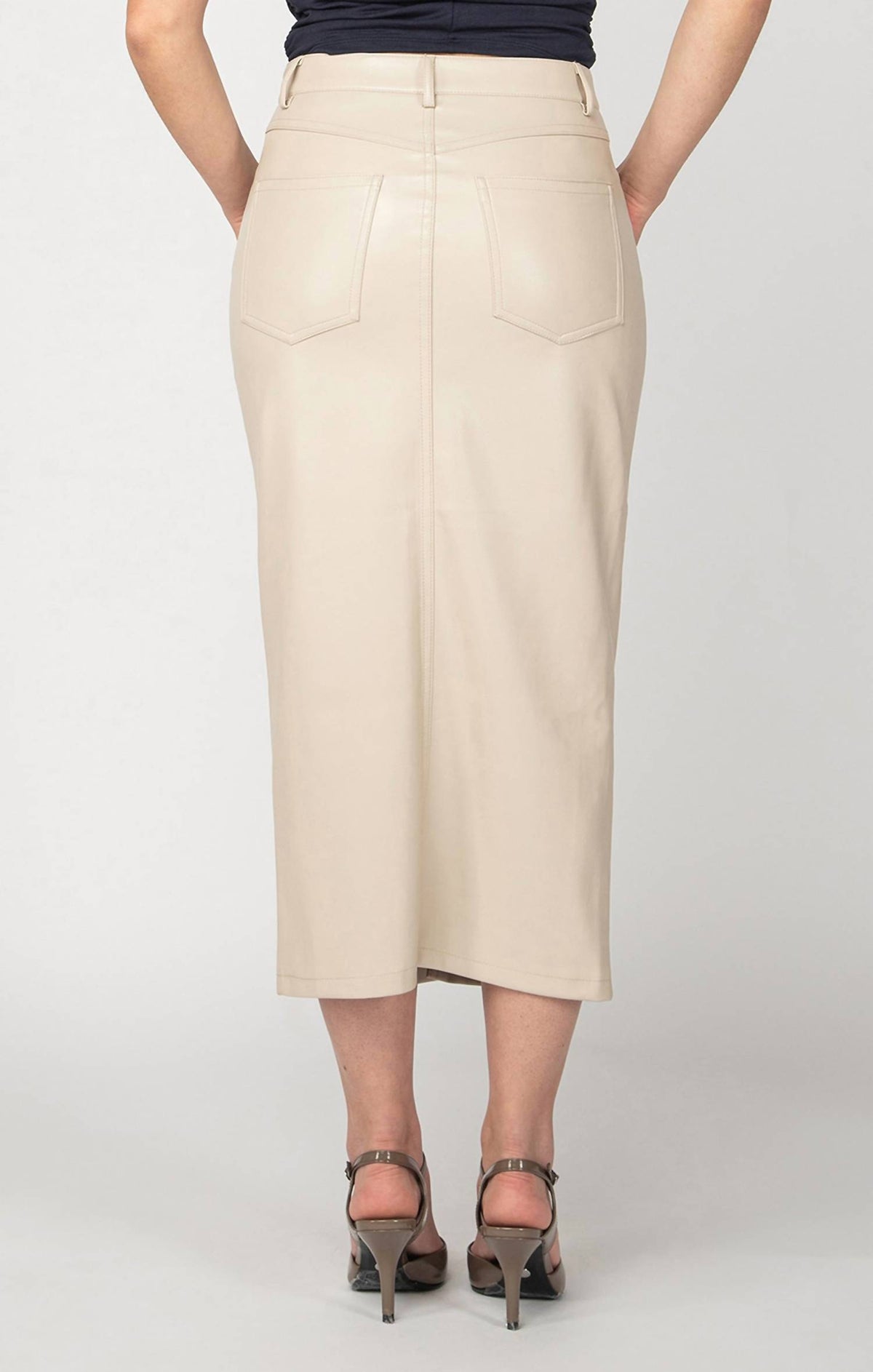 Dex - Faux Leather Midi Skirt
