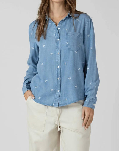 Dex - Floral Embroidered Button Front Shirt