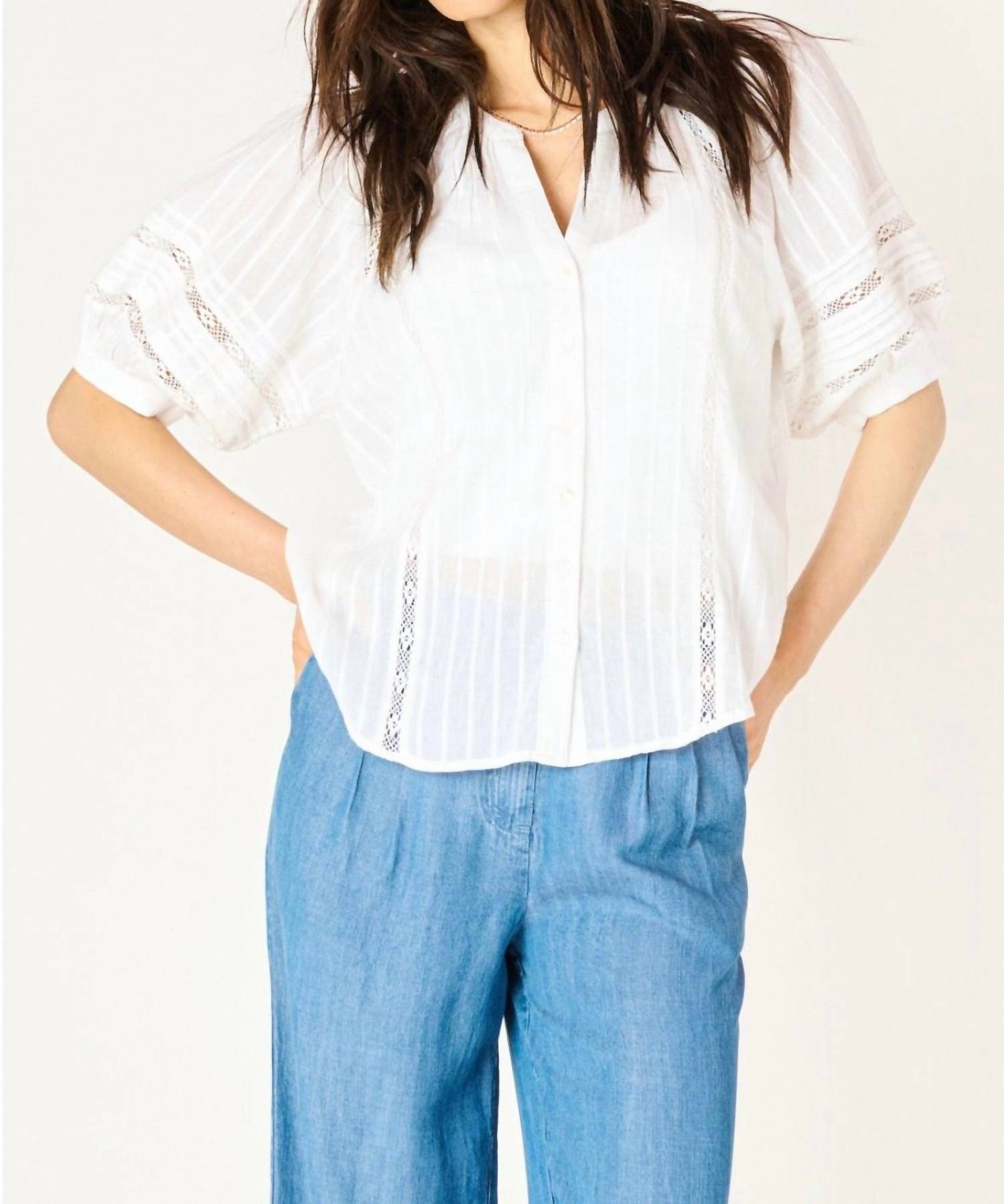 Dex - Lace Insert Blouse - blouses - clothing - cotton