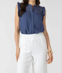 Dex - Lace Insert Button Front Blouse
