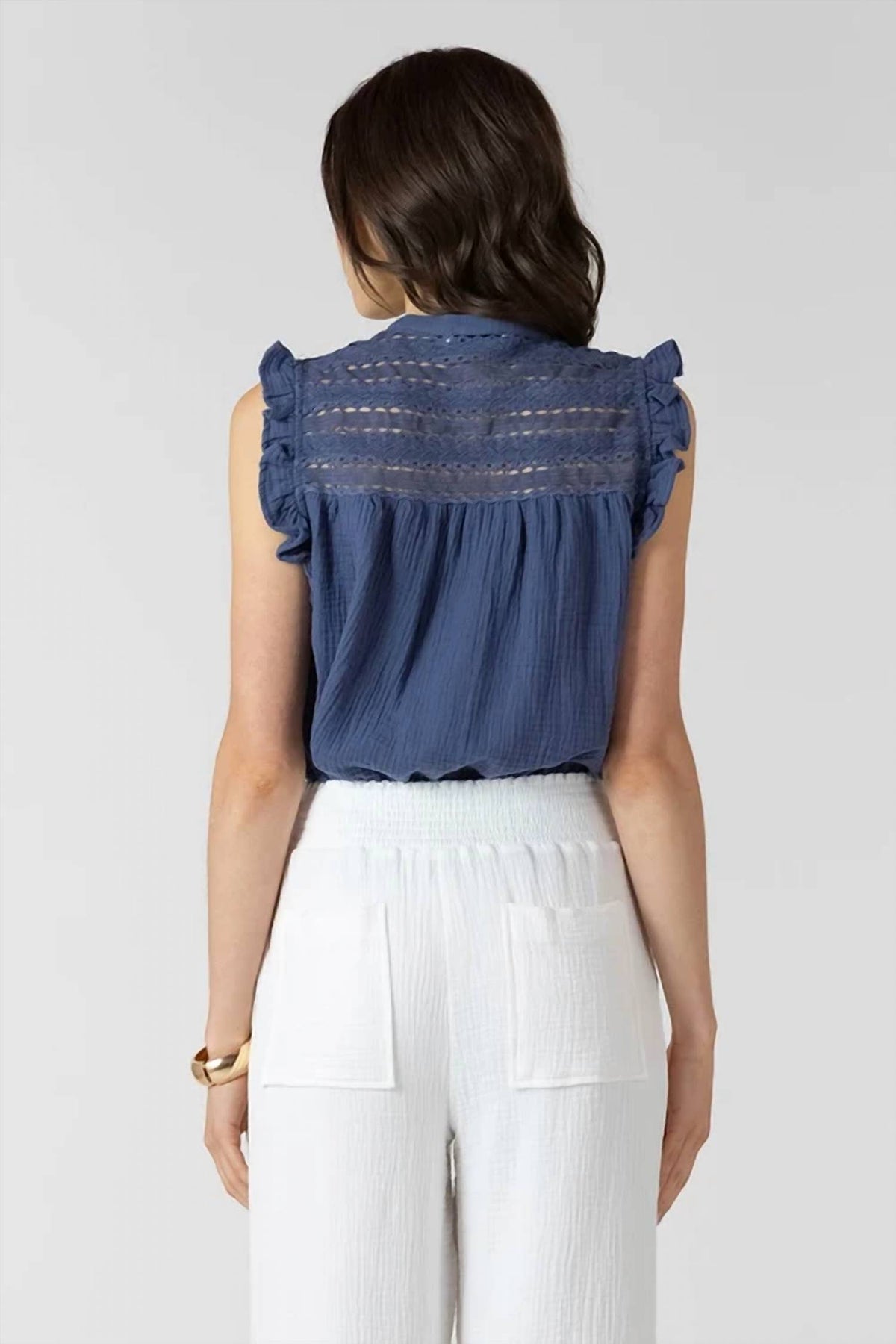 Dex - Lace Insert Button Front Blouse