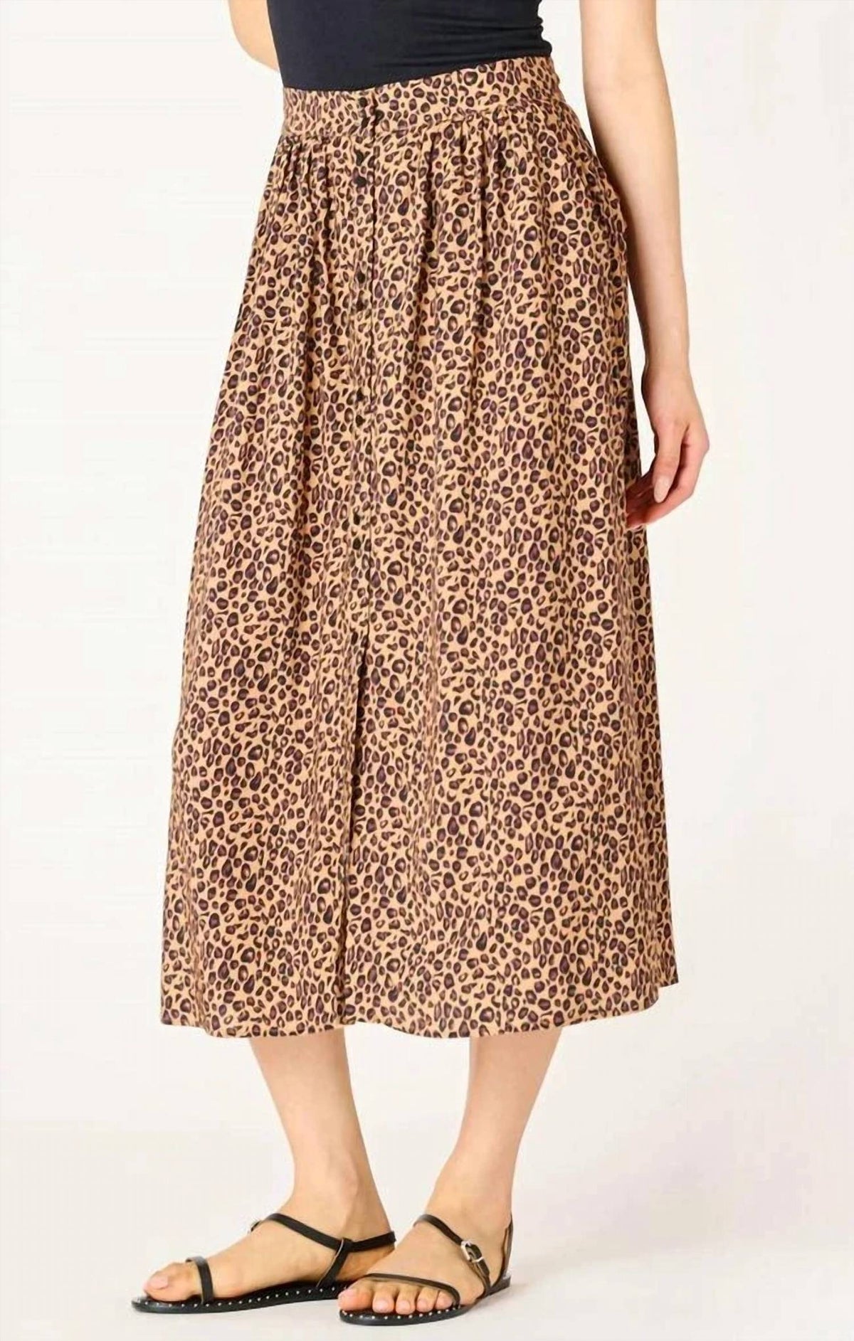Dex - Leopard Button Front Skirt