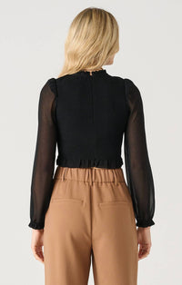Dex - LONG SLEEVE SMOCKED WOVEN TOP