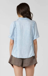 Dex - Panelled Button Front Denim Blouse