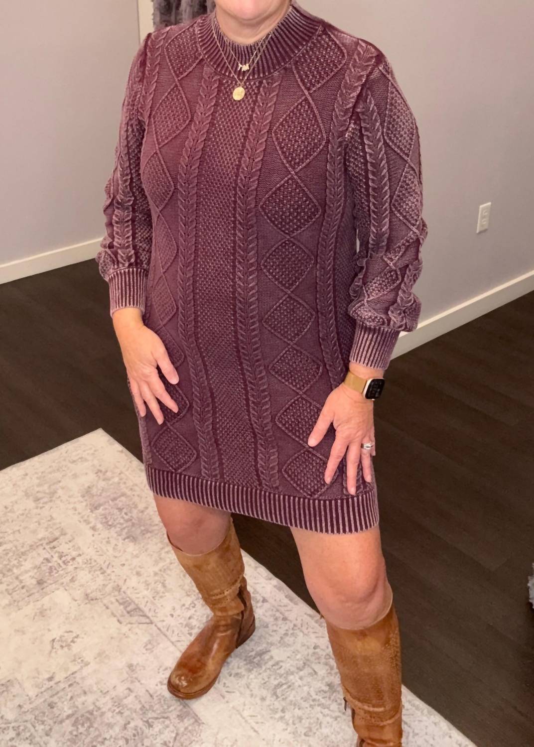 Dex - Perfect Cable Knit Sweater Dress