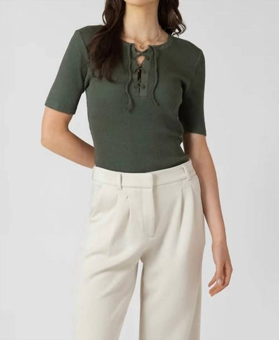 Dex - Ribbed Lace Up Tee