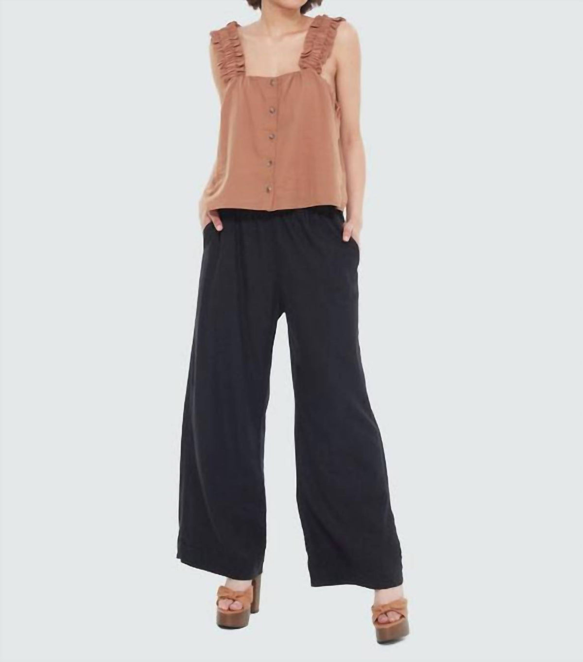 Dex - Wide Leg Elastic Waist Pant