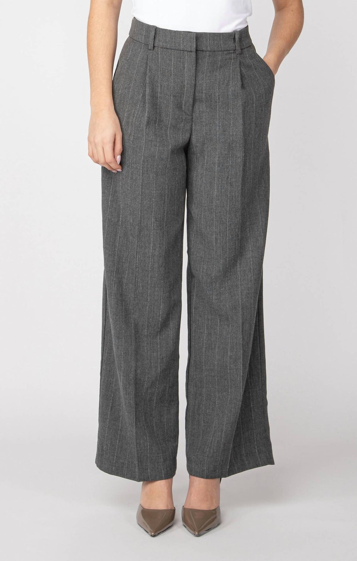 Dex - Wide Leg Pinstripe Trouser