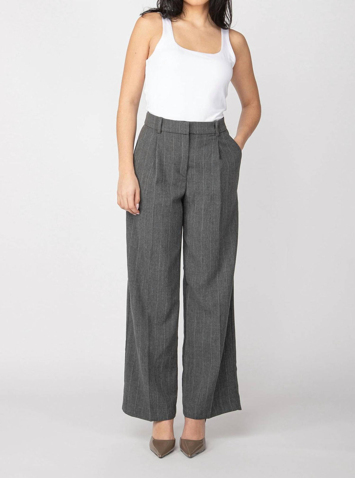 Dex - Wide Leg Pinstripe Trouser