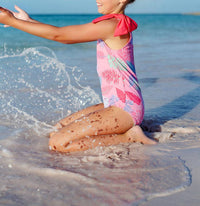 The Beaufort Bonnet Company Brookhaven Bow Swimsuit in caicos canopy - kids' item