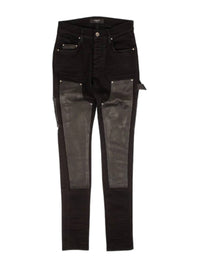 Amiri Men's Denim Leather Workman Pants in black - men's jeans
